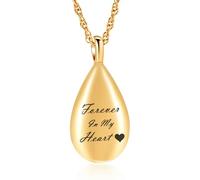 DOTUIARG Urn Necklaces for Ashes Waterdrop Crystal Pendant Locket Stainless Steel Keepsake Memorial Ash Jewelry Custom Engraving