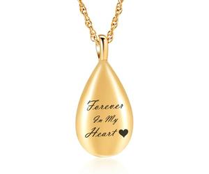 DOTUIARG Urn Necklaces for Ashes Waterdrop Crystal Pendant Locket Stainless Steel Keepsake Memorial Ash Jewelry Custom Engraving