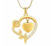 DOTUIARG Urna Collana per Ceneri Rose Flower Cremation Gioielli per Ceneri Cuore Cenere Pendente per Le Donne Cristallo Keepsake Memorial Urna Gioielli