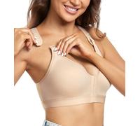 DotVol Bra Reggiseno Postoperatorio, Pulsante Anteriore, Minimizer Sportivo, Petto Regolabile, Racerback Comfort Bra Beige 3C
