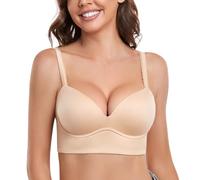 DotVol Donna Pullover Push Up Reggiseno Senza Ferretto Comodo Reggiseno Imbottito per Le Donne Senza Ferretto Grandi Taglie Biancheria Intima Tutti i Giorni Reggiseno Beige 3C