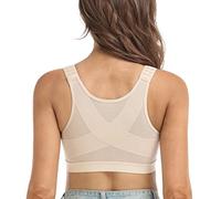 DotVol Donna Reggiseno con Chiusura Anteriore Reggiseno di Sostegno Posteriore per la correzione della Postura Reggiseno a Coppa Intera Senza Ferretto Liscio Beige 5C