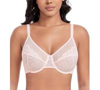 DotVol Donna Reggiseno Pizzo prospettico Leggero, Confortevole Ogni Giorno | non imbottito, sfoderato, pizzo trasparente, minimizzatore, sottoferro, morbido, confortevole, traspirante, per donne, C-F