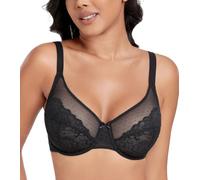 DotVol Donna Reggiseno Pizzo prospettico Leggero, Confortevole Ogni Giorno | non imbottito, sfoderato, pizzo trasparente, minimizzatore, sottoferro, morbido, confortevole, traspirante, per donne, C-F