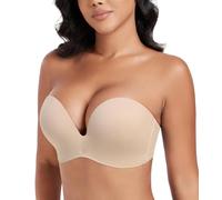 DotVol Donna Reggiseno Wing Design Push Up Reggiseno Senza Spalline Comfort Iron-Free Invisible Wirefree Reggiseno Antiscivolo Beige 1E