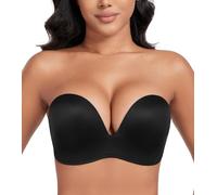 DotVol Donna Reggiseno Wing Design Push Up Senza Spalline Comfort Iron-Free Invisible Wirefree Reggiseno Antiscivolo Nero 4B