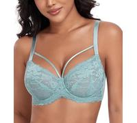 DotVol Donne Grandi Taglie Minimizer Reggiseno Trasparente Non Imbottito del Pizzo Biancheria Intima di Tutti i Giorni Reggiseno con Lacing