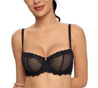 DotVol Donne Grandi Taglie Reggiseno Chiusura Anteriore Floreale Pizzo Biancheria Intima Non Imbottita Full Cup Reggiseno Soft Cup Everyday Bra T-Back Bra