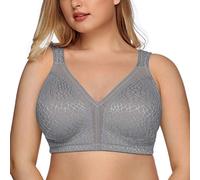 DotVol Reggiseno Base in Pizzo e Taglia Grossa Coppa Completa Non Schiuma Reggiseno Senza Fili Grigio 7G