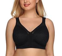 DotVol Reggiseno Base in Pizzo e Taglia Grossa Coppa Completa Non Schiuma Reggiseno Senza Fili Nero 4C