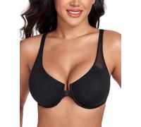 DotVol Reggiseno con Chiusura Frontale, Coppe morbide e Ferretto per Donna da Indossare Tutti i Giorni Minimizer Taglie Grandi Intimo Comodo Nero 4C