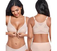 DotVol Reggiseno con Ferretto per Donne morbide in Maglia Trasparente Chiusura Frontale Scollo Profondo Intimo Non Imbottito Comodo Nudo 3C
