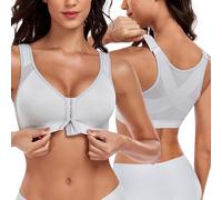 DotVol Reggiseno da Donna con Chiusura Frontale Senza Ferretti Effetto Push-up correggere la Postura Stile Bralette Taglie Forti per l'uso Quotidiano Lo Sport Dopo Un Intervento Chirurgico Grigio 4C