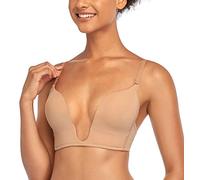 DotVol Reggiseno Donna Floreale Reggiseno con Ferretto Comfort Intimo Leggero Imbottito Profondo U Beige 2B