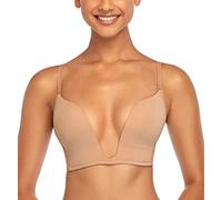 DotVol Reggiseno Donna Floreale Reggiseno con Ferretto Comfort Intimo Leggero Imbottito Profondo U Beige 5B