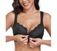DotVol Reggiseno Donna Taglie Forti a Coppa Intera Senza Ferretto Con Spalline Larghe in Pizzo Floreale a Coppa Morbida Nero 2F