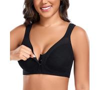 DotVol Reggiseno Minimizzatore Donna Taglie Grandi Reggiseno con Chiusura Frontale Non Imbottito Senza Ferretti Intimo Comfort Nero 4F