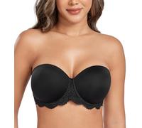 DotVol Reggiseno Senza Spalline da Donna Reggiseno Push-up Senza Spalline con Coppe sagomatePizzo Nero 4C