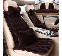 Dotwites Set completo di coprisedili per auto, lussuosi e ispessiti in peluche, soffici, universali, in finta pelliccia, set completo (caffè, 3 pezzi)