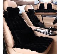 Dotwites Set completo di cuscini per sedili auto in peluche ispessito, lussuosi coprisedili per auto, universali, in finta pelliccia, set completo (nero, 11 pezzi)