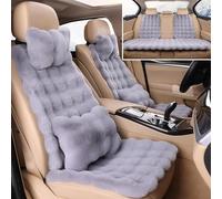 Dotwites Set completo di cuscini per sedili auto, lussuosi e ispessiti, soffici, universali, in finta pelliccia, set completo (grigio, 11 pezzi)