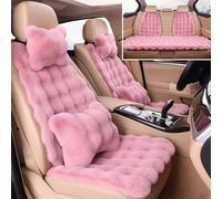 Dotwites Set di cuscini per sedile in peluche lussuoso ispessito, Fodera per sedile soffice, Cuscini per sedile invernali universali in pelliccia sintetica per auto, set completo (Rosa, 11 pezzi)