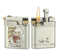 DOUBFIVSY Accendino Vintage da Trinchera - Ricaricabile a Cherosene, Meccanico in Ottone con Fiamma Dolce - Collezione Esclusiva Regalo Uomo per Papà e Marito