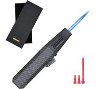 DOUBFIVSY Cannello da Cucina, Bruciatore a Gas Ricaricabile con Blocco di Sicurezza e Fiamma Regolabile per Bricolage, per Bricolage, Creme Brulee, Saldatura e Campeggio, Butano Non Incluso(Nero)