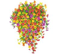 DOUBFIVSY Fiore Artificiale Appesi, 4 Pezzi Fiori Finti da Esterno, Pianta Finta Sospese Resistenti ai Raggi UV Parete Fiori Piante Artificiali per Giardino Balcone Decorazione Interna (4 Colori)