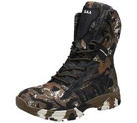 Doubjoy Scarpone da caccia per uomo, scarponcino da trekking traspirante a metà altezza Stivali mimetici Stivali tattici Q3 Scarpe mimetiche Stivali alti (45 EU,A-Brown)