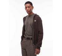 Double A By Wood Wood - Curt - Felpa color mocha con zip doppia-Marrone XL