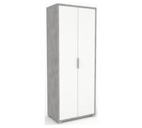 DOUBLE Armadio Sarmog 2 Ante battenti Cemento e Bianco neve Mobile KIT