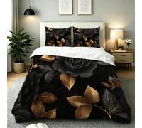 Double Bedding Set Black Gold Rose, AQ1833