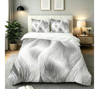 Double Bedding Set White Gray Wave, AQ969