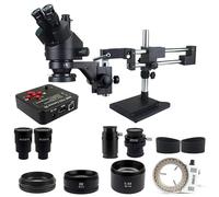 Double Boom Zoom Simul Focal Trinocular Stereo Microscope HDMI USB Microscopio Camera Phone Repair Tools(3.5X-90X BK 38MP)