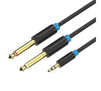 Double câble de 6,35 mm (0,5 m), câble double bande numérique Vention Aux Cabo de 3,5 mm 1/8 pouce de 6,35 mm de 1/4 pouce pour câble audio / vidéo