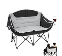 Double Camping Chair - Folding Heavy Duty Portable Outdoor Tools Oversized Design Comfortable Perfect for Picnic Stadium Spectator Baseball Soccer Golf Rv Family Party Bbq Grill Lake Park Backyard