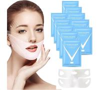 Double Chin Mask Reusable, Lifting Face Mask, V Shaped Contouring Face Mask,Line Shaping Lifting Belt,Neck Reduction Jawline Lift Tape Enhancer Face (10pcs)