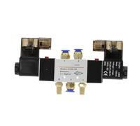 Double coil 4V220-08 Air Pneumatic Solenoid Valve 5 way 2 Position 1/4" 1/8" DC12V DC24V AC110V AC220V With Fittings Muffler(SL4mm-Adjust,DC 24V)