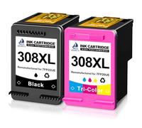 DOUBLE D 308 XL per HP 308 308XL Cartucce Comaptibel con HP Envy 6120e 6132e 6110e 6122e 6130 6520e 6530e 6532e Stampante（1 Nero & 1 Colore,2 Pack）