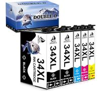 DOUBLE D 34XL Cartucce d'inchiostro Compatibili per Epson 34 Epson 34XL Multipack per Cartucce Epson WorkForce Pro WF-3725DWF WF-3720DWF WF3725 WF3720 (2 Nero, 1 Ciano, 1 Magenta, 1 Giallo)