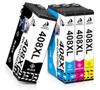 DOUBLE D Cartucce d'inchiostro 408XL Multipack per Epson 408 cartucce d'inchiostro 408XL 408L compatibili con stampanti Epson WorkForce Pro WF-C4810 WF-C4310 WF-C4810DTWF WFC4810 WFC4310 WF-C4310DW