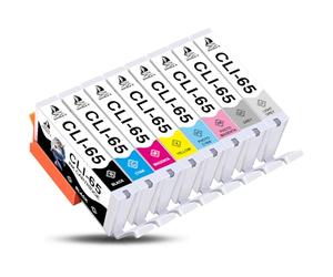 DOUBLE D CLI-65 Cartuccia d'inchiostro per Canon CLI-65 CLI65 compatibili con stampanti Canon PIXMA PRO-200, confezione da 8 (Pigmet BK,C,M,Y,PC,PM, GY,LGY)