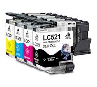 DOUBLE D LC521 Compatibile per Brother LC521 LC521XL per Brother DCP-J1260W J1310DW J1313DW J1360DW J1460DW (1BK/1C/1M/1Y,4 Pack)