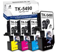 DOUBLE D TK5490 Toner per Kyocera TK-5490 per ECOSYS PA2101cwx ,4 Pack | TK-5490K TK-5490C TK-5490M TK-5490Y,per Kyocera Ecosys PA2101cx PA2101cwx MA2101cfx MA2101cwfx（1BK/1C/1M/1Y）
