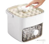 Double Deck Ice Tray, 48 Cube Easy Press Container, 6,3 x 5,71 x 5,91 Inches Portable Box with Lid, BPA Free Freezing Set, High Capacity Storage Bin with Scoop Style, DIY Beverage Tool for Cocktail