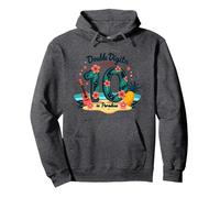 Double Digits in Paradise: Hawaii 10 Anni Regalo di Compleanno Felpa con Cappuccio, Unisex per Adulti, Grigio Scuro, XL