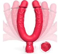Double Dildo Sex Toys - G-spot Vibrator Double Sided Fined Lesbian Sex Toys per coppia con 10 modalità vibranti, Dildo senza cinturine realistico lungo per il gioco di pegging anale,