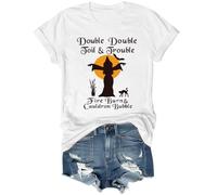 Double Double Double Toil and Trouble Shirt, Toil and Trouble T-Shirt, Halloween Womens Witch T shirt unisex, bianco, S