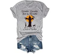 Double Double Double Toil and Trouble Shirt, Toil and Trouble T-Shirt, Halloween Womens Witch T shirt unisex, Grigio, XL